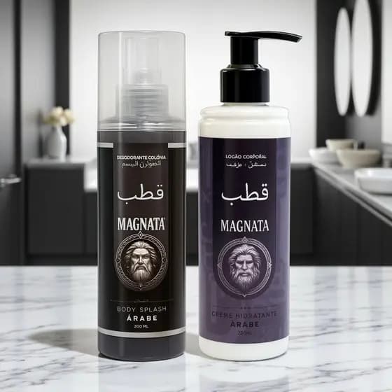 Kit Árabe Masculino Creme Hidratante Corporal + Body Splash Magnata 200ml