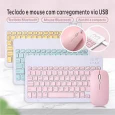 Teclado e Mouse Sem Fio – Recarregável, 150h de Bateria, Compatível com Tablet, Notebook e Celular