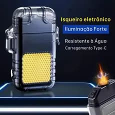 Isqueiro Eletrônico Recarregável – Com Lanterna LED e À Prova d’Água
