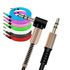 Cabo de Áudio P2 3.5mm Auxiliar com Mola Estéreo Reforçado | Para Celular, Carro e Caixa de Som