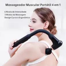 Massageador Muscular Portátil 4 em 1 Alongado com 6 Velocidades para Pescoço, Ombros e Cintura