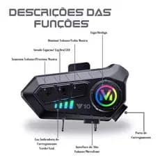 Intercomunicador Bluetooth Y10 para Capacete Moto IPX6 à Prova d’Água com Microfone HD e Bateria de Longa Duração
