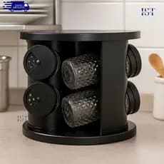 Porta Temperos Giratório 6 Potes de Vidro 85ml Organizador Resistente e Elegante