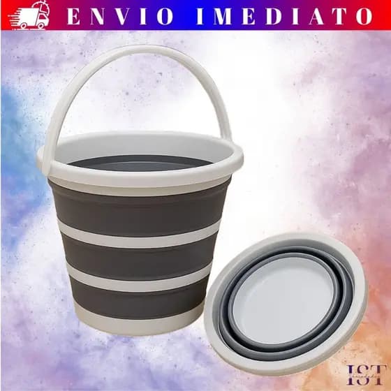 Balde Dobrável Retrátil de Silicone Flexível 10L Ideal para Limpeza e Organização