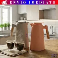 Garrafa Térmica Premium Cabo de Madeira Café Chá Àgua Chimarrão 1Litro Copo Duplo Isolamento Térmico