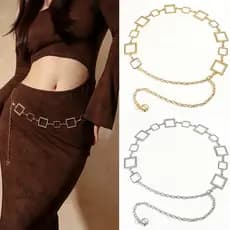 Cintos Acessórios De Moda Roupas Femininas Corrente Metálica Quadrado