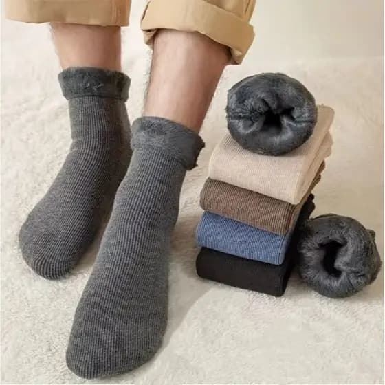 Kit com 1,2,4,6,8 pares de meias，Meias femininas e masculinas de inverno forradas com lã polar e mais grossas