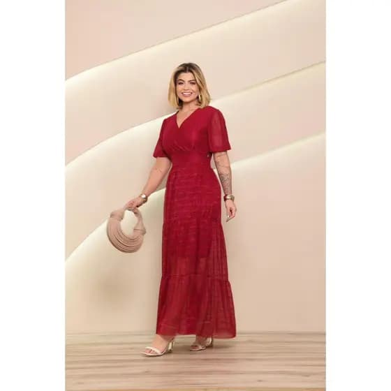 Vestido Feminino Tule Longo