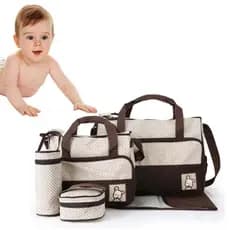 Kit Bolsa Maternidade Saída 5 Peças com Trocador e Térmica Luxo Impermeável
