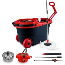 Esfregão Perfect Mop Inox 13L – Balde com Cesto Giratório, Rodas e Cabo Retrátil Profissional