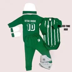 kit 5 peças inverno Personalizado com nome e logo do seu time de coração-body bebê mêsversário