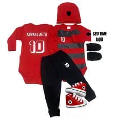 kit 5 ou 2 peças Personalizado com nome do seu bebê e seu time de coração, body infantil, bebê e rn