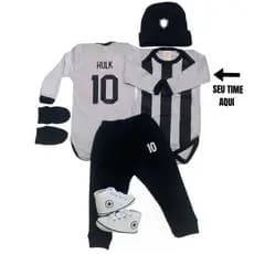 kit 5 ou 2 peças Personalizado nome do seu bebê e seu time de coração-body bebê mêsversário-infantil