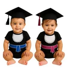 kit 2 peças,Body+chapéu de formatura-temáticos, mêsversário-roupas de bebê-rn