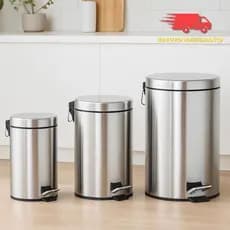 Lixeira Aço Inox Redonda com Pedal e Cesto Removível Multiuso Banheiro Cozinha