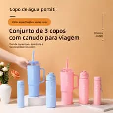 Kit 3 Garrafas Squeeze Motivacionais Garrafa Água Academia Com 1.2L e 800ml e 300ml