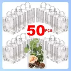 10/20 Sacolas de Presente Transparentes PVC com Alça e Fecho para Natal e Lembrancinhas - 25x20x7cm/20x10x10cm/15x13x7cm