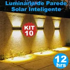 Até 10 Arandelas Solares Externas À Prova d'Água | Liga À Noite e Desliga de Dia Automático | Autonomia 12h | Luz Quente