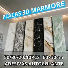 Até 9m²/50 Placa Adesiva Marmore Autocolante Parede 60x30cm Lavável Resistente ao Calor pra Quarto Sala Cozinha Banheiro