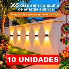 Até 10 Arandela de Parede Solar Externa, Ligar/Desligar Automático, Duração de 12h, à Prova d'Água, Luz Quente para Muro