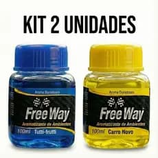 Kit 2 Aromatizantes Automotivo Líquido Free Way - Tutti-Frutti e Carro Novo - Cheirinho para Carro