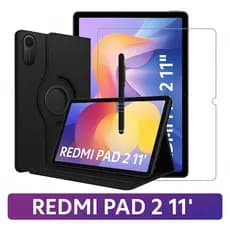 Kit Completo Capa Giratória + Película + Caneta Para Xiaomi Redmi Pad 2 11 Polegadas