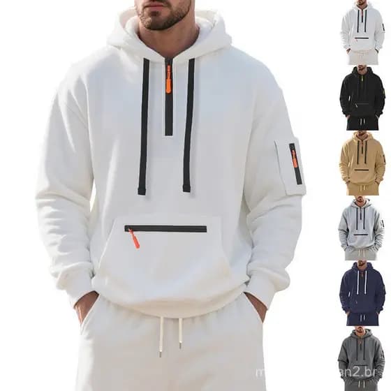 Cross-Border comércio exterior europeu americano outono inverno moletom masculino com capuz pesado velo pulôver esportes