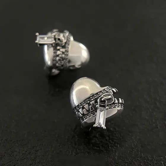 Brincos de diamante brilhantes em formato de coração para mulheres, design simples, acessórios de orelha elegantes e ver