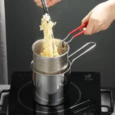 Fritadeira para uso doméstico, fritadeira pequena, panela para cozinhar macarrão economizadora de óleo, frigideira para