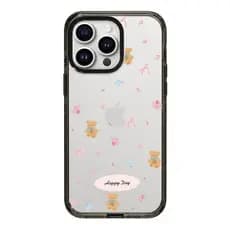 Capa de urso com gravata borboleta adequada para iPhone 15, 16 Pro Max, 11, 14 Pro, 17, 17 Pro, capa rígida anti-queda c