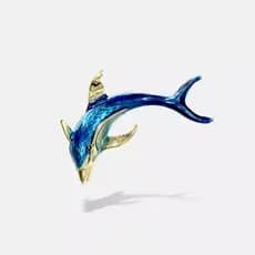 Broche de golfinho estilo chinês para mulheres, broche de esmalte requintado com design único, broche de nicho para tern