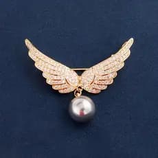 Elegante broche estilo com asas de anjo para mulheres, broche de pérolas requintado, acessório de design único 7.