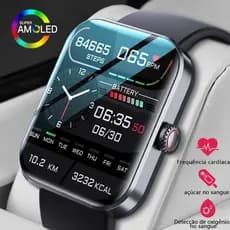 FLK relógio smartwatch glicemia pressão arterial monitor à prova d'água esportes smartwatch relogio