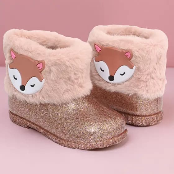 Bota Galocha Infantil Feminina Menina Botinha Bebe Lançamento pelinho Raposinha