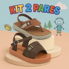 Kit 2 Pares Sandália chinelo bebê Infantil Masculino Menino Confortável Correia Ajustável lançamento