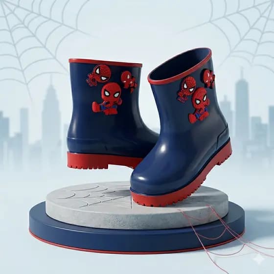 Bota Galocha Infantil Masculina Menino Bottons Removíveis Homem Aranha Patrulha Canina exclusiva