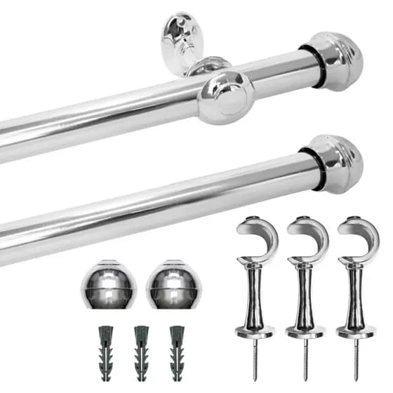 Varão de Cortina 4 Metros Cromado Metalizado Suporte Grosso para Cortina Kit Varão de Cortina Simples Resistente