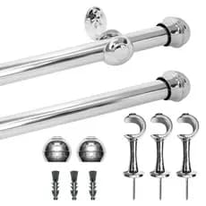 Kit Suporte de Cortina 2 Metros Metalizado Cromado Grosso Varão Cortina Simples Completo Fácil Instalação