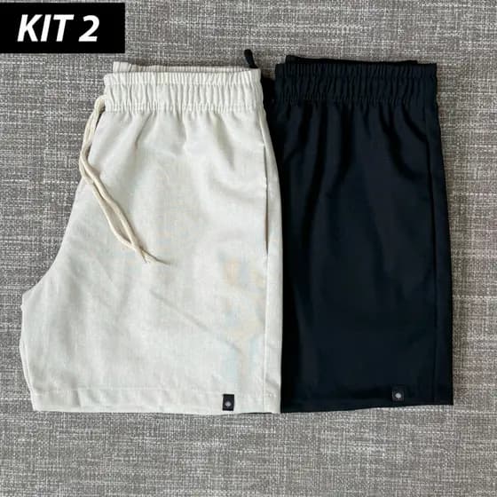 Kit 2 Bermudas de Linho Shorts Masculinas Mauricinho Praia Verão Premium De Marca