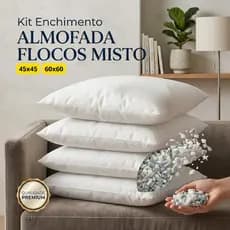 Kit 1, 2, 3, 4 Enchimento Almofada Refil 60x60cm Fibra Siliconada Macio Durável Antimofo Premium