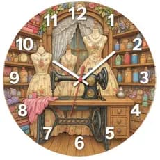 Relógio de Parede Decorativo Costura Pendulart 29cm Adesivado Silencioso