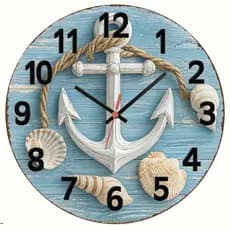 Relógio de Parede Decorativo Mar e Praia Pendulart 29cm Adesivado Silencioso