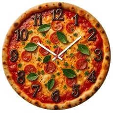 Relógio de Parede Decorativo Pizzaria Pendulart 29cm Adesivado Silencioso