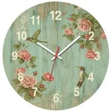 Relógio de Parede Decorativo Flores e Borboletas 2 Pendulart 29cm Adesivado Silencioso