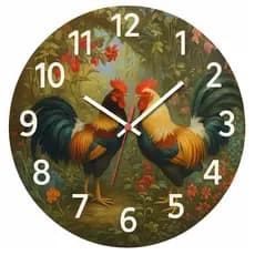 Relógio de Parede Decorativo Galo Pendulart 29cm Adesivado Silencioso