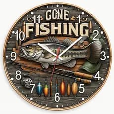 Relógio de Parede Decorativo Pescador Pendulart 29cm Adesivado Silencioso