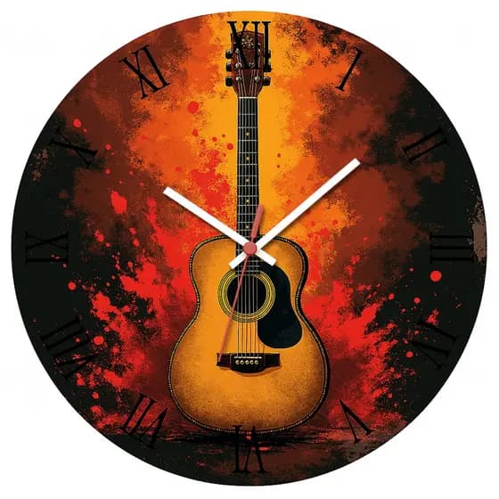 Relógio de Parede Decorativo Violão Pendulart 29cm Adesivado Silencioso