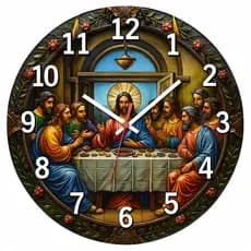 Relógio de Parede Religioso Pendulart 29cm MDF Adesivado Decorativo Silencioso