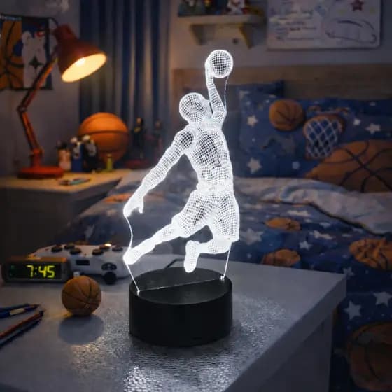 Luminária Led 3d | Basquete Jogador 2 | Abajur Presente Rgb