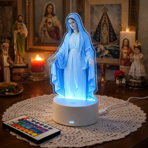 Luminária Led Uv Colorida Nossa Senhora Das Graças Presente